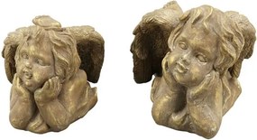 Bronzovo - hnědý antik květináč Anděl s křídly - 21*16*10 cm