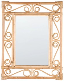 Ratanové nástenné zrkadlo 41 x 52 cm svetlé AMANU Beliani