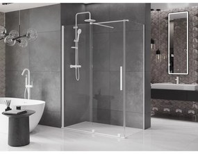 Mexen Velar, sprchový kút s posuvnými dverami 140(dvere) x 70(stena) cm, 8mm číre sklo, biela, 871-140-070-01-20