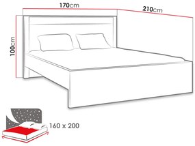 Manželská posteľ 160cm Nadenas N19 (jaseň tmavý). Vlastná spoľahlivá doprava až k Vám domov. 1122693