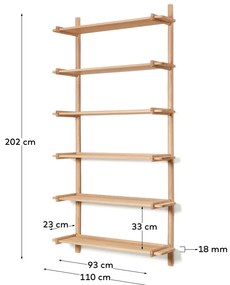 Modulárny policový systém z dubového dreva v prírodnej farbe 110x202 cm Sitra – Kave Home