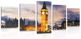 5-dielny obraz nočný Big Ben v Londýne
