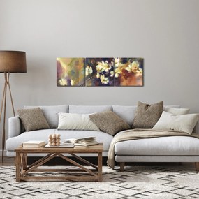 Obraz - Biele magnólie, maľba (s hodinami) (90x30 cm)