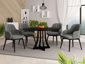 Okrúhly stôl Dagerto FI 120 so 4 stoličkami ST105 05, Farby: čierna, Potah: Magic Velvet 2217