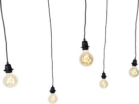 Priemyselné závesné svietidlo čierne 5-svetlo - Cava