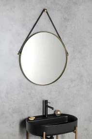 Sapho Sapho, ORBITER zrkadlo guľaté s popruhom, ø 60cm, zlatá matná, ORT060G