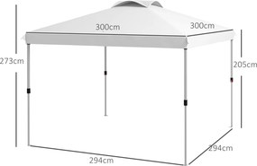 Outsunny Pop-Up Skladací Záhradný Altánok Pavilón 3 x 3m s Taškou na Kolieskach, Nastaviteľné Výšky | Aosom