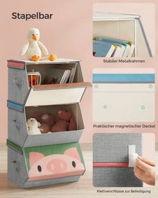 Detské stohovateľné boxy na hračky RFB760P02 (3 ks)