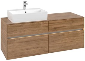 VILLEROY &amp; BOCH Collaro závesná skrinka pod umývadlo na dosku (umývadlo vľavo), 4 zásuvky, s LED osvetlením, 1400 x 500 x 548 mm, Oak Kansas, C132B0RH