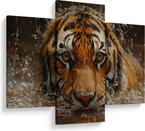 Obraz - Portrét tigra vo vode (90x60 cm)