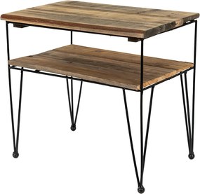 Čierno-hnedý kovový odkladací stolík - 46*36*47 cm
