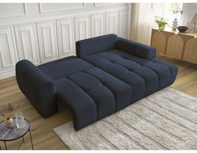 Modrá rozkladacia/s úložným priestorom rohová pohovka z textílie buklé (pravý roh/s leňoškou) Roxelane – Bobochic Paris