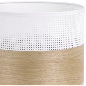 Závesné svietidlo Wood, 1x dýha zlatý dub/biele PVC tienidlo, (fi 20cm)