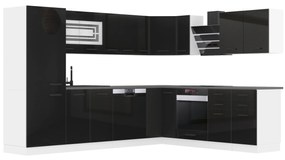 Kuchynská linka Belini Premium Full Version 520 cm čierny lesk s pracovnou doskou JULIE