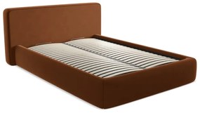 Čalúnená dvojlôžková posteľ v terakotovej farbe s úložným priestorom s roštom 140x200 cm Kiana – Makamii