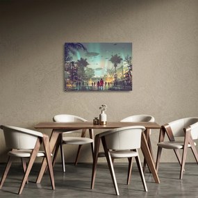 Sklenený obraz - mesto v budúcnosti (70x50 cm)