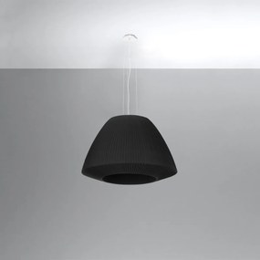 Závesné svietidlo Bella, 1x čierne textilné tienidlo, (biele sklo), (fi 60 cm)