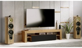 moderná TV skrinka Vera 138 cm - Dub artisan/Čierny mat