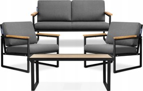 Sada záhradného nábytku stôl pohovka stoličky čierna/sivá Konsimo Tribo