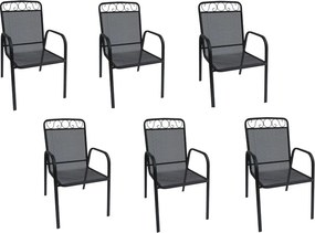 Záhradná kovová stolička 6 ks BABU, čierna
