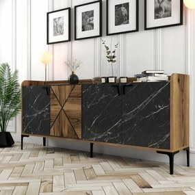 Skrinka Venedik Walnut and Black Marble