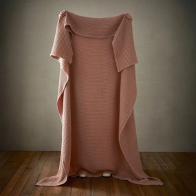 Staroružová bavlnená deka 150x200 cm Jaipur Chunky Waffle – Pineapple Elephant