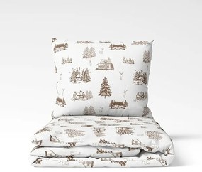 Vianočné bavlnené obliečky Zimná krajina, 140 x 200 cm, 70 x 90 cm
