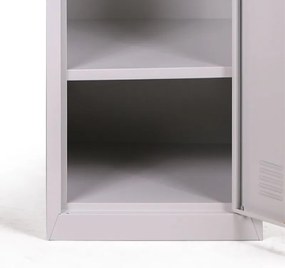 Šatníková skrinka S3 s úložnými boxami, 2 boxy, 1800 x 380 x 450 mm, demont, cylindrický zámok, sivá/tmavosivá