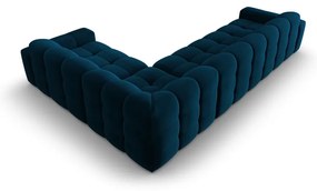 Tmavomodrá zamatová rohová pohovka (pravý roh) Kendal - Micadoni Home