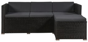 InternetovaZahrada - Záhradný ratanový set Punta Cana M - čierny/antracit podušky