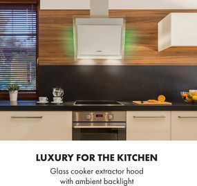 Klarstein Mirage 60, digestor, 60 cm, nástenný, 550 m³/h, A++, dotykový panel, biely