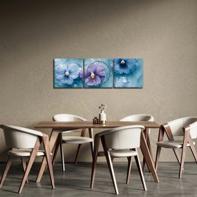 Obraz - Fialky vo vode (s hodinami) (90x30 cm)