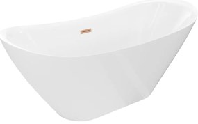 Mexen Lotos, voľne stojaca vaňa 140 x 75 cm, biela, medený matný prepad, 52051407700-65
