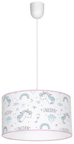 EUlight Detské závesné svietidlo Unicorn, 1x plastové tienidlo so vzorom, w