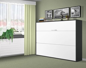 Nabytekmorava Sklápacia posteľ VS1056, 200x120cm farba lamina: antracit/biele dvere, Varianta dverí: lesklé