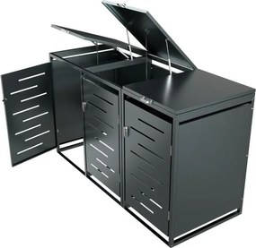 Kovový prístrešok pre 3 popolnice, antracit, 197×116×80 cm