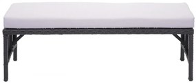 Záhradná lavica HWC-G16, polyratan - čierna, vankúš svetlosivá