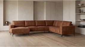 Koňakovohnedá rohová pohovka z imitácie kože (ľavý roh/do "U") Copenhagen – Scandic