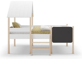 Biela domčeková vyvýšená detská posteľ z borovicového dreva 90x190 cm Mint – Marckeric