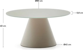Svetlosivý okrúhly konferenčný stolík so sklenenou doskou ø 80 cm Wilshire – Kave Home