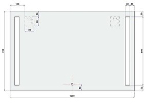 Mereo, Zrkadlo 120x70 cm s LED osvetlením, MER-CN696