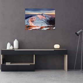 Sklenený obraz - Zimná horská panoráma II. (70x50 cm)