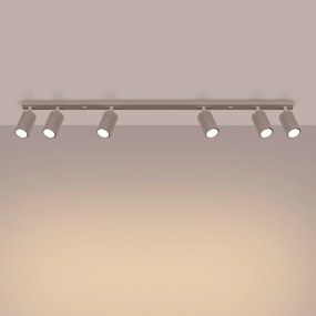Bodové svietidlo Karbon, 6x tmavobéžové hliníkové tienidlo, (možnosť polohovania)