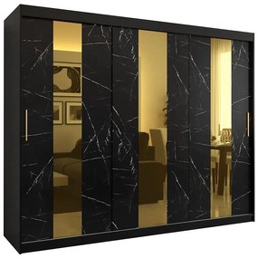 Skriňa Platinum Pole 250 čierna marmur/čierna