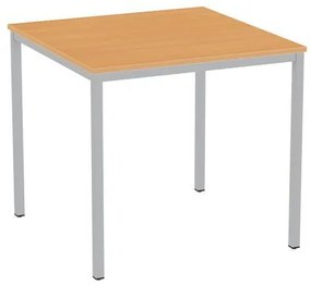 Jedálenský stôl Versys so strieborným podnožím RAL 9006, 80 x 80 x 74,3 cm, buk