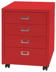 Zásuvková skrinka HWC-L49, kov 55x40x41cm 4 zásuvky - červená