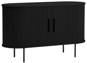 Čierna komoda v dekore duba s posuvnými dverami 120x76x45 cm Nola – Unique Furniture