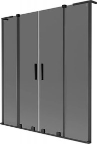 Mexen Velar L Duo, 2-krídlová posuvná vaňová zástena 140 x 150 cm, 8mm šedé sklo, čierna matná, 896-140-003-42-70