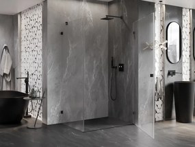 Mexen Lunar-B pravostranný výklopný sprchový kút 85 x 80 cm, číre sklo, čierna matná, 832-085-080-70-00-P