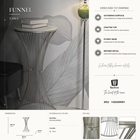 Odkladací stolík Funnel 50 cm strieborná/mramor